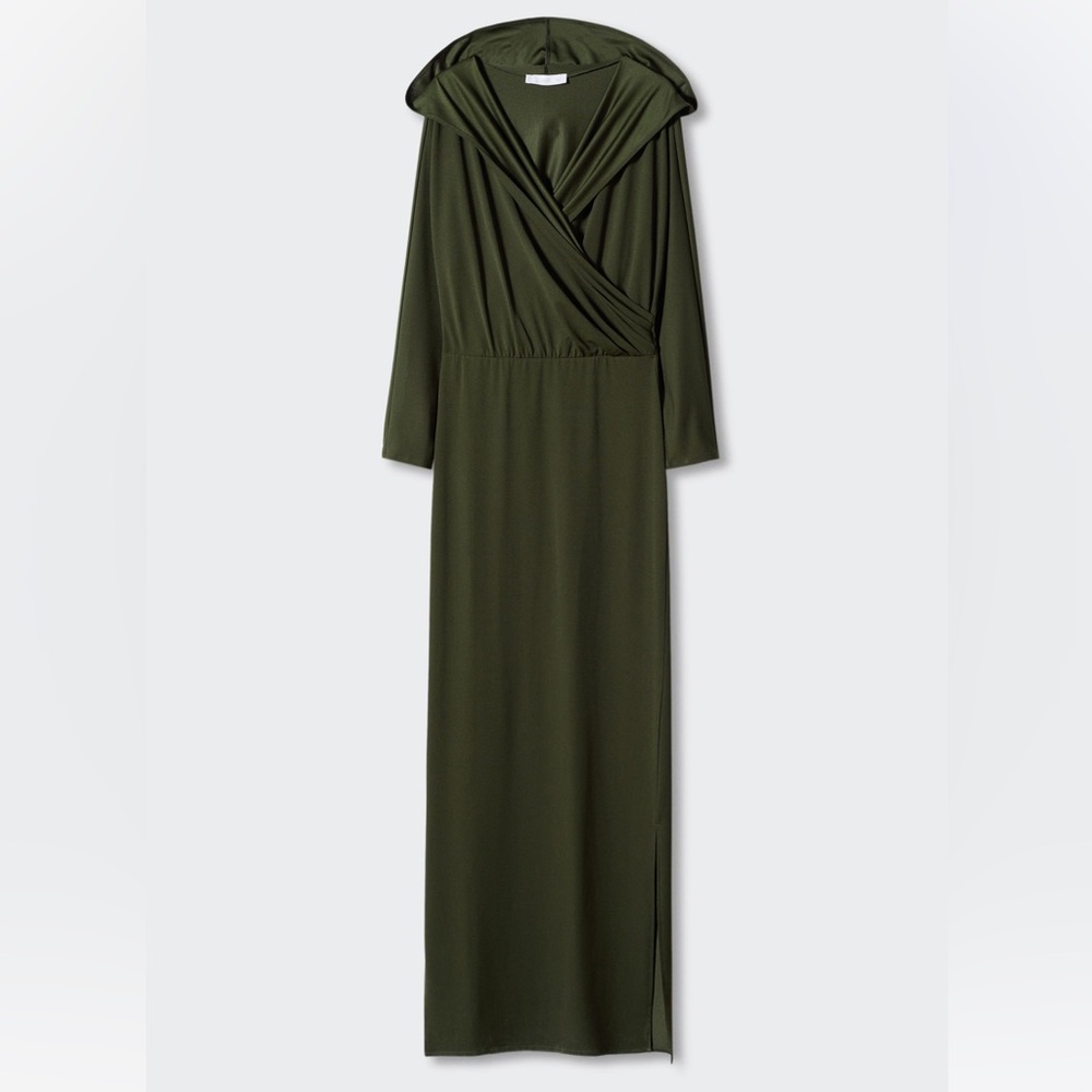 Mango Green Long Sleeve Cowl Neck Gown